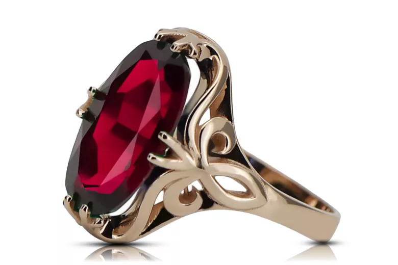 Anneau Vintage Rubis Or rose 14 carats vintage d'origine vrc082r